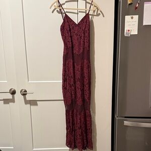 Tobi Burgundy Lace Maxi Dress